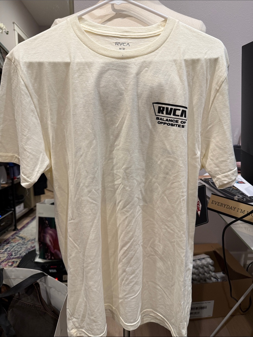 RVCA Cream Short Sleeve Logo Tee